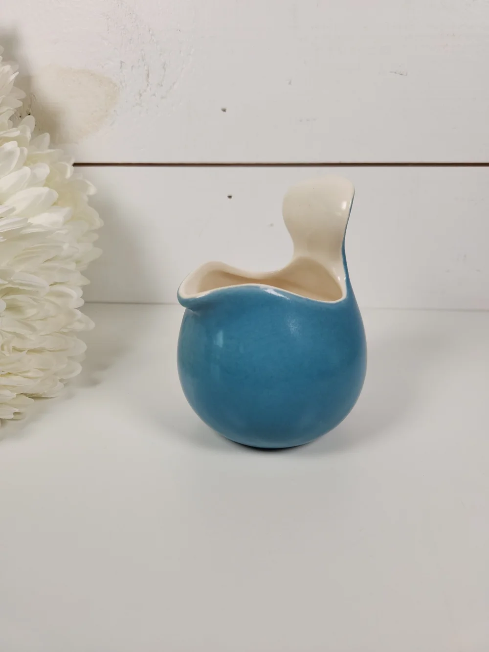 Eva Zeisel Red Wing Pottery Town and Country Blue & White Creamer | 1940s
